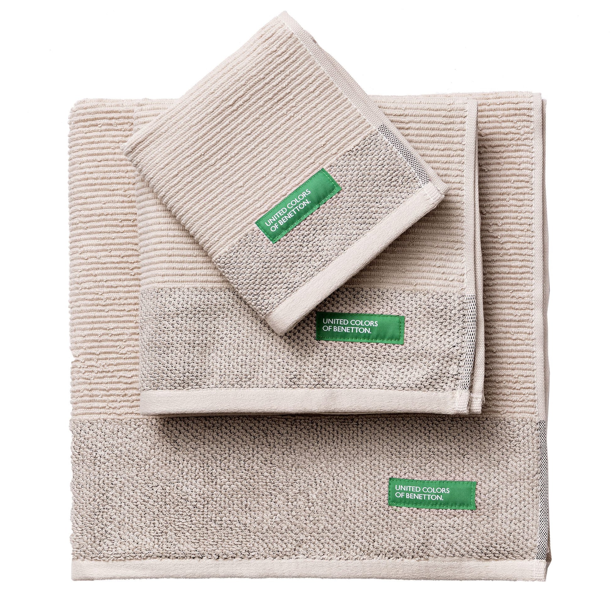 Set 3pcs Toallas De Baño (30x50+50x90+70x140cm) 450 Gsm 100%algodon Beige Casa Benetton_0