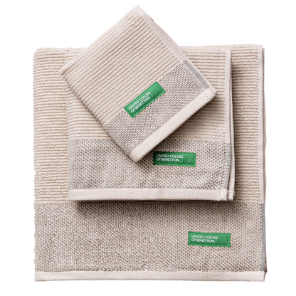 Set 3pcs Toallas De Baño (30x50+50x90+70x140cm) 450 Gsm 100%algodon Beige Casa Benetton_0