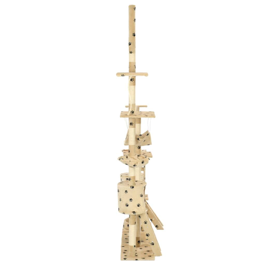 Vidaxl Rascador Para Gatos Con Poste De Sisal 230-250 Cm Huellas Beige_2