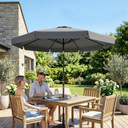 Outsunny Sombrilla De Jardín De Aluminio Ø266x250 Cm Con Ángulo Ajustable Gris_4