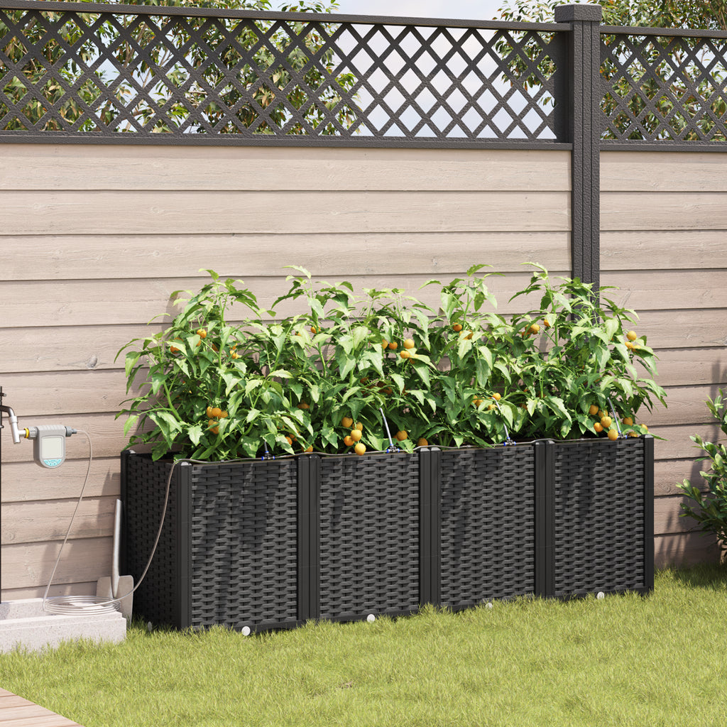 Vidaxl Jardineras Negro 160 X 40 X 52 Cm Acero_1