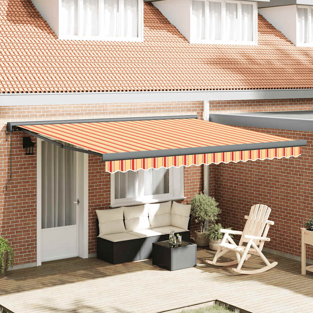 Toldo Retráctil Aluminio Y Tela Amarillo Y Blanco 4,5x3 M_1