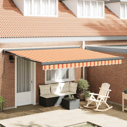 Toldo Retráctil Aluminio Y Tela Amarillo Y Blanco 4,5x3 M_1