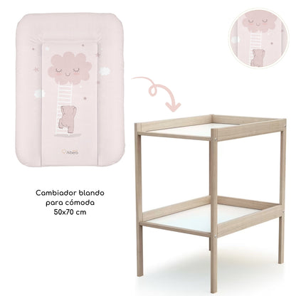 Cambiador Blando Para Comoda 70x50 Nubes Rosa