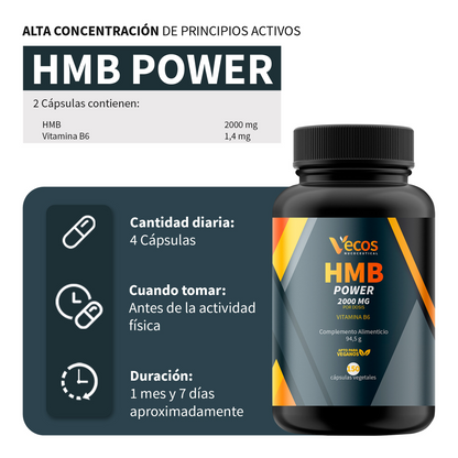 Hmb 2000 Mg Vecos 150 Cápsulas | Ganar Y Mantener Masa Muscular | Con Vitamina B6_2
