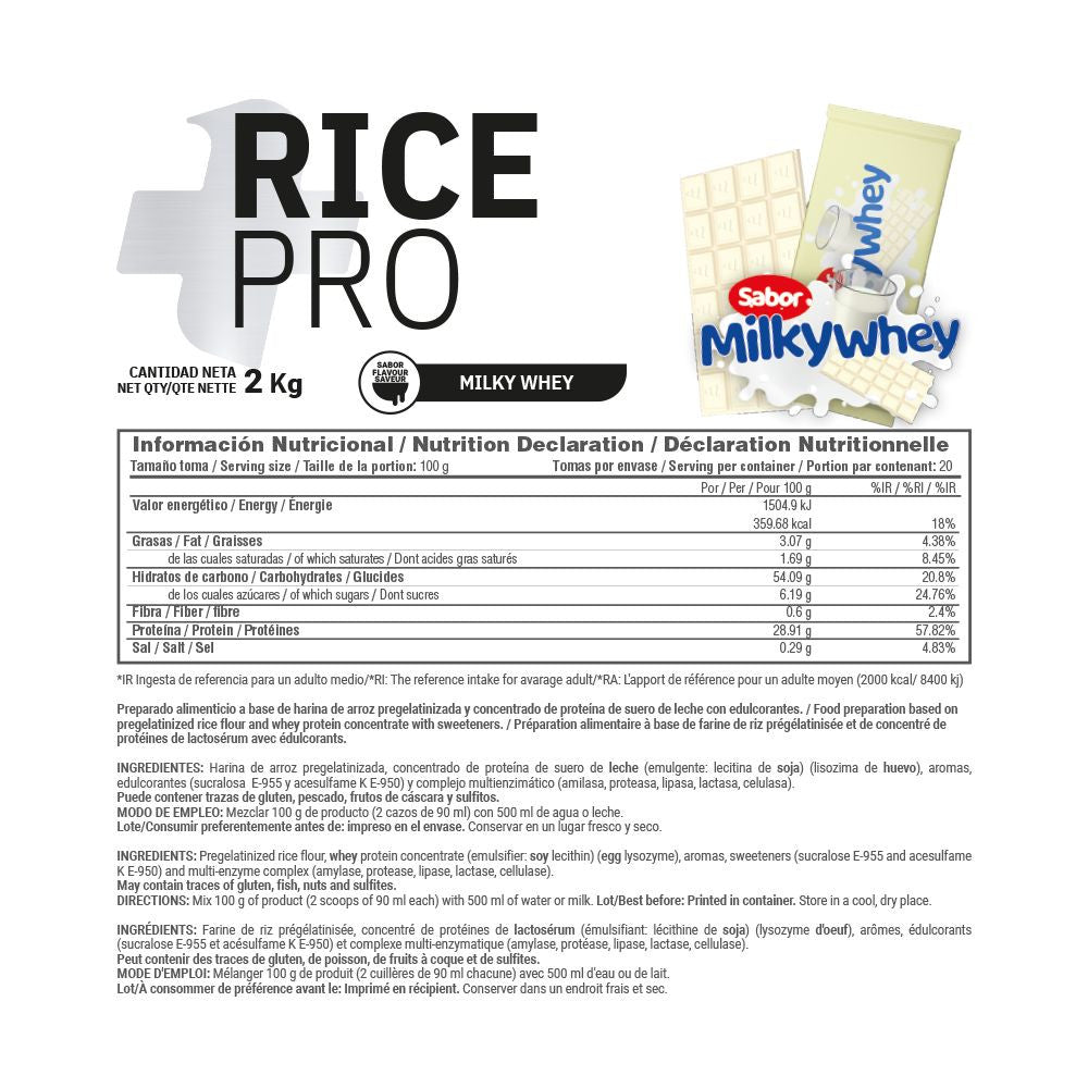 Rice Pro (crema De Arroz Con Proteína) - 2 Kg - Chocolate Blanco Con Leche Milkywhey - Crema De Arroz - Masmusculo Suppl_5