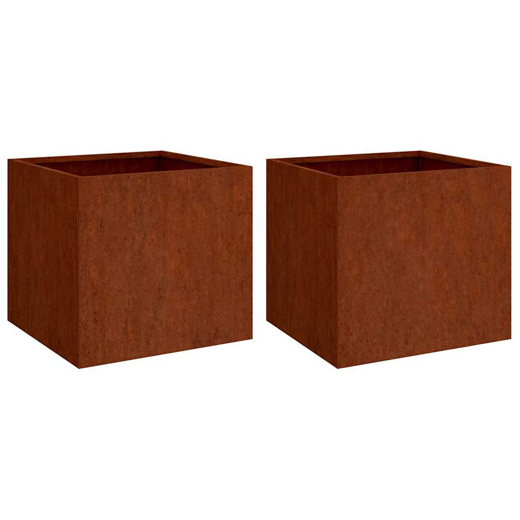 Jardineras 2 Unidades Acero Corten 32x30x29 Cm_0