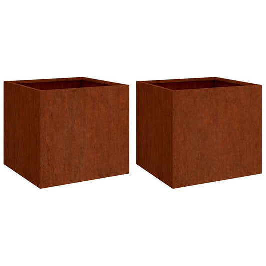 Jardineras 2 Unidades Acero Corten 32x30x29 Cm_0