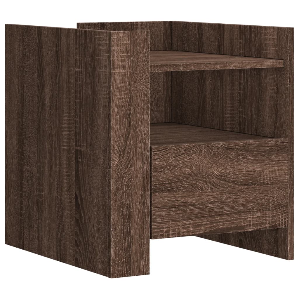 Mesita De Noche Madera De Ingeniería Roble Marrón 45x50x50 Cm_0