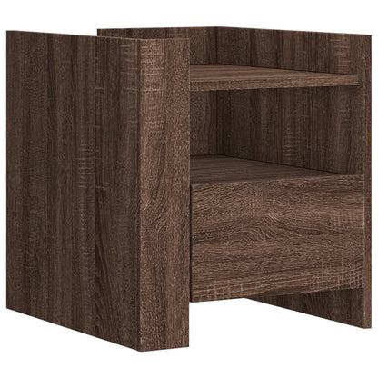 Mesita De Noche Madera De Ingeniería Roble Marrón 45x50x50 Cm_0