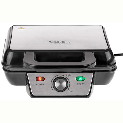 Gofrera Eléctrica Profesional 2 Gofres Grandes, Antiadherente Regulador Temperatura, Acero Inox Camry Cr3046 Negro/plata_0