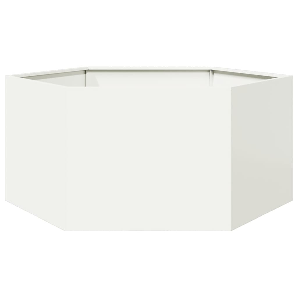 Jardinera Hexagonal De Acero Blanco 104x90x45 Cm_1