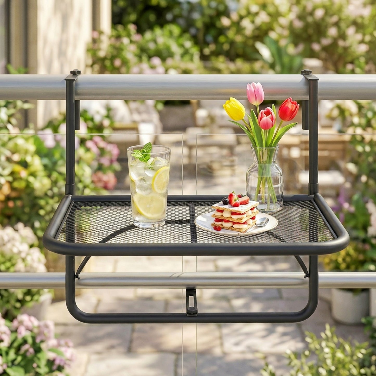 Outsunny Mesa Colgante Balcón Altura Ajustable En 3 Posiciones Carga 30kg_4