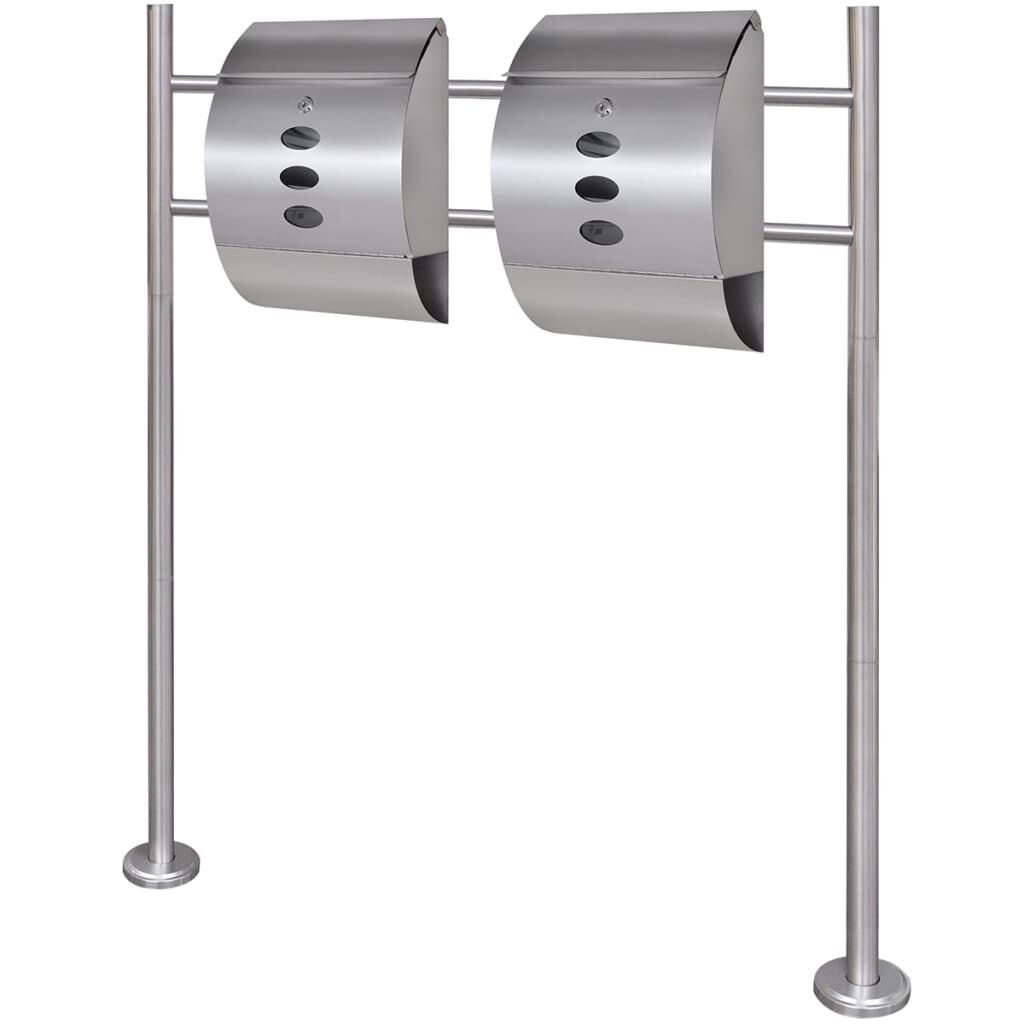Vidaxl Conjunto De 2 Buzones Con Soporte De Acero Inoxidable_0
