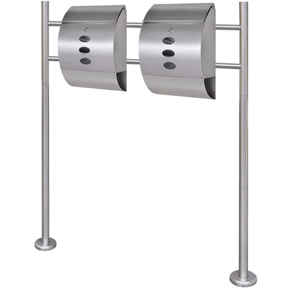 Vidaxl Conjunto De 2 Buzones Con Soporte De Acero Inoxidable_0