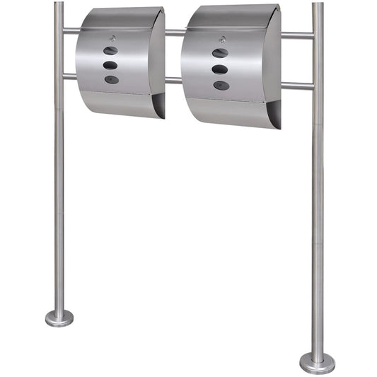Vidaxl Conjunto De 2 Buzones Con Soporte De Acero Inoxidable_0