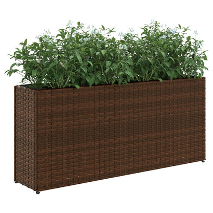 Jardineras Con 2 Maceteros 2 Uds Ratán Pe Marrón 90x20x40 Cm_3