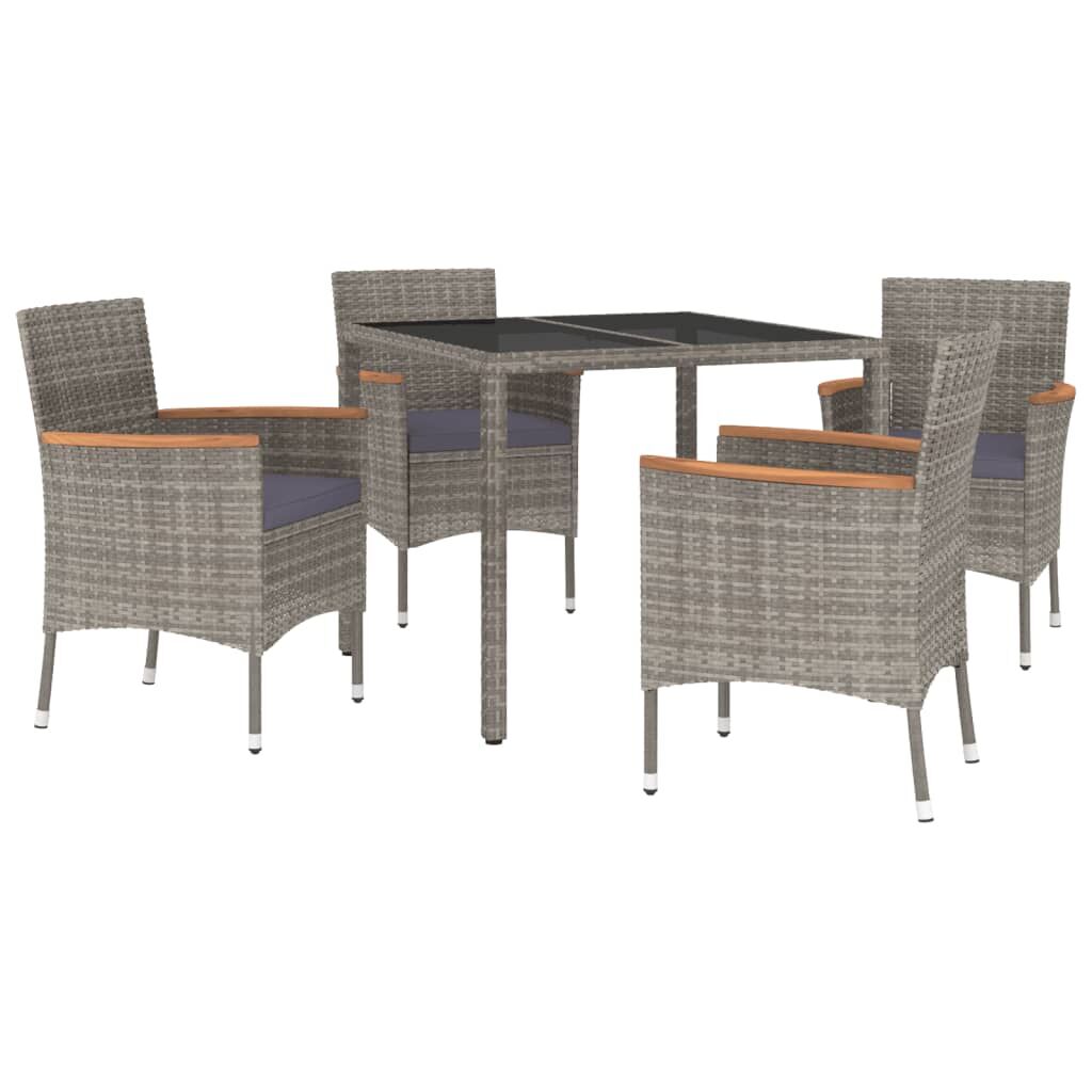 Vidaxl Set Comedor De Jardín 5 Piezas Con Cojines Ratán Sintético Gris_0