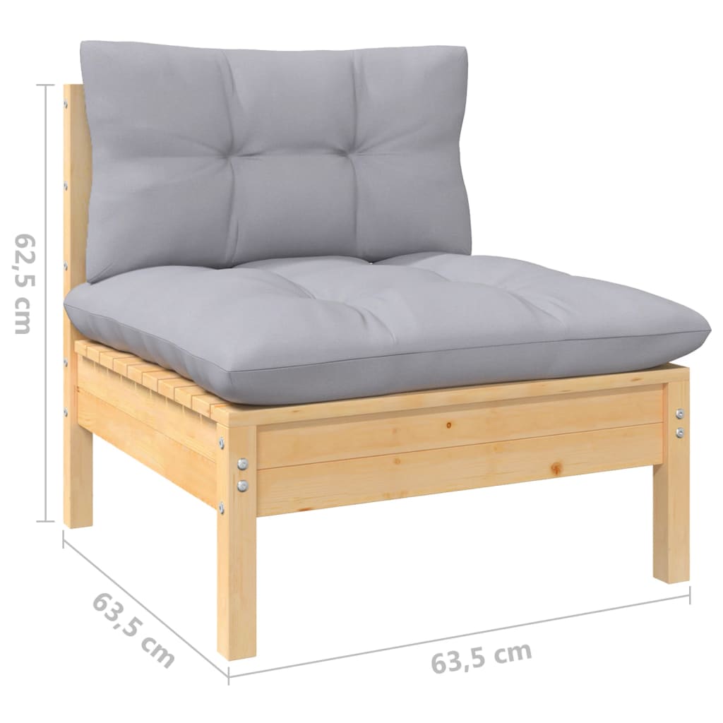 Vidaxl Juego De Muebles De Jardín 11 Pzas Y Cojines Madera Maciza Pino_5