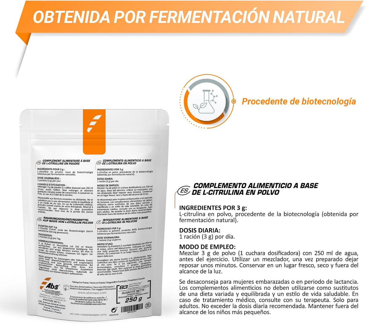 L-citrulina En Polvo - 250 G - Vasodilatador - Rendimiento Deportivo_1