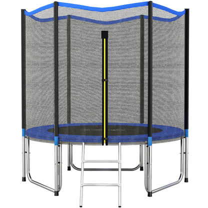 Sportnow Cama Elástica Niños Exterior Ø244 Cm Con Red De Seguridad Escalera Azul_0