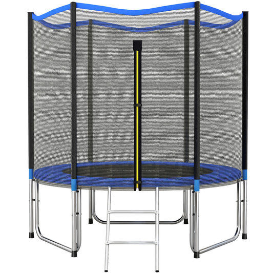 Sportnow Cama Elástica Niños Exterior Ø244 Cm Con Red De Seguridad Escalera Azul_0