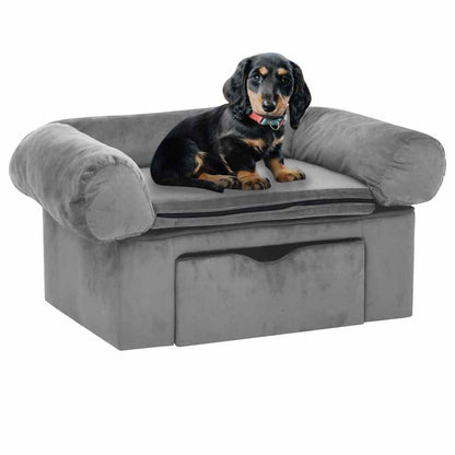 Vidaxl Sofá Para Perros Con Cajón Felpa Gris 75x50x38 Cm_1