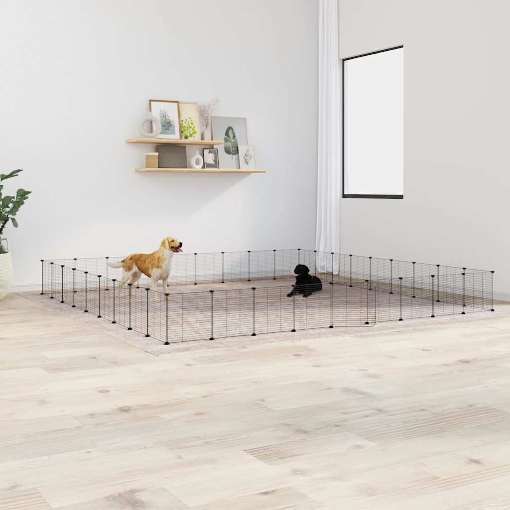 Vidaxl Jaula Para Mascotas De 36 Paneles Puerta Acero Negro 35x35 Cm_1