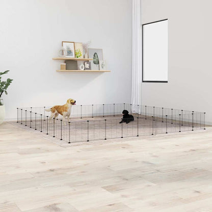 Vidaxl Jaula Para Mascotas De 36 Paneles Puerta Acero Negro 35x35 Cm_1