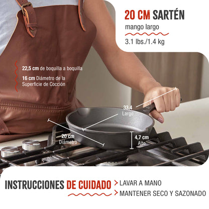Victoria Sartén Hierro Fundido Curado Inducción 20cm, Apta Fuego, Barbacoa, Horno Cast Iron Skillet, 39363, Negro_4