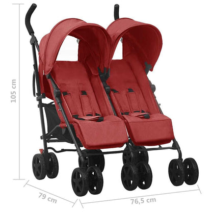 Vidaxl Carrito Para Gemelos De Acero Rojo_2