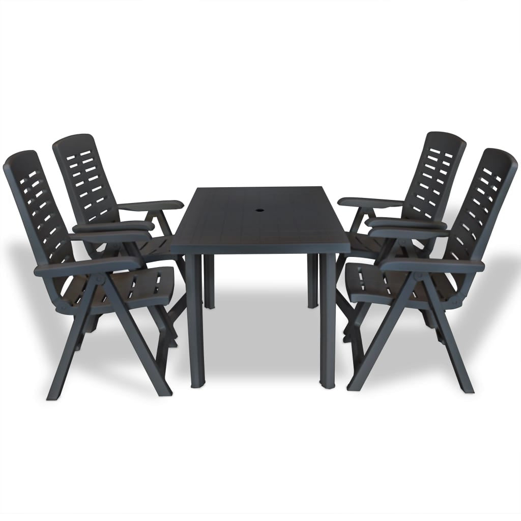 Vidaxl Set De Comedor De Jardín 5 Piezas Plástico Gris Antracita_0