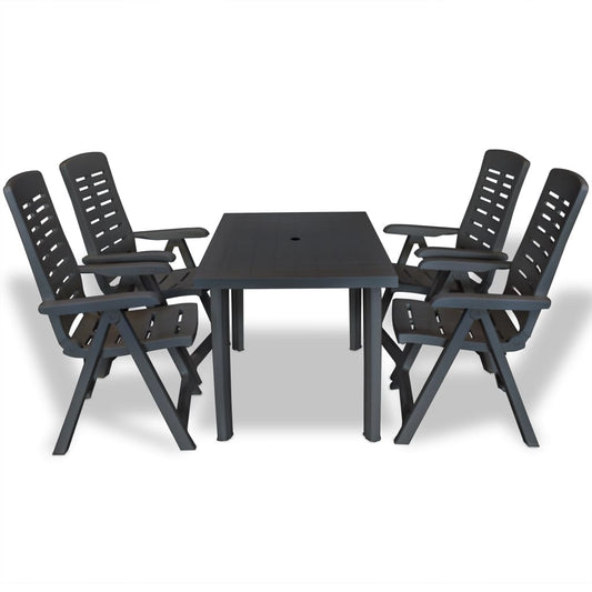 Vidaxl Set De Comedor De Jardín 5 Piezas Plástico Gris Antracita_0