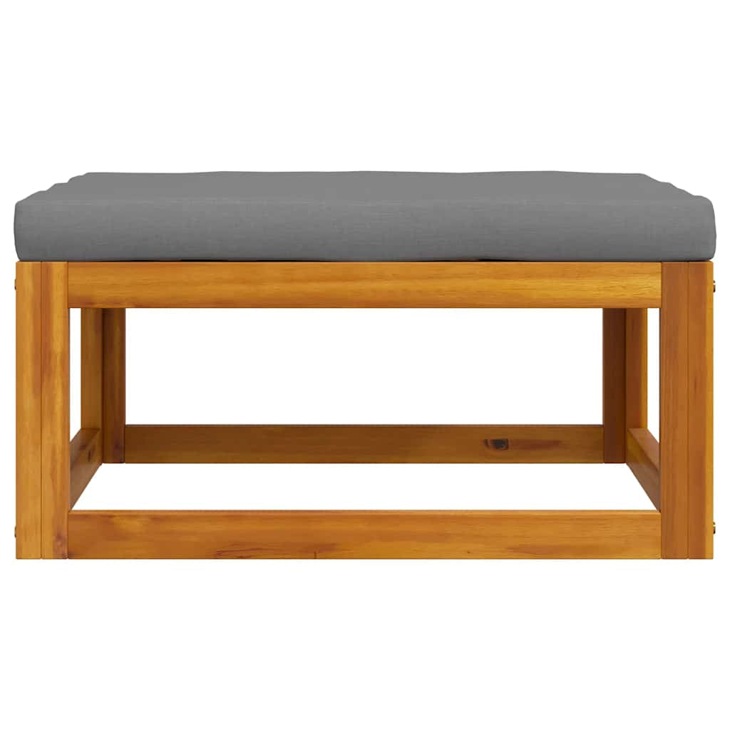 Vidaxl Reposapiés Con Cojín Gris Oscuro Madera Maciza De Acacia_3