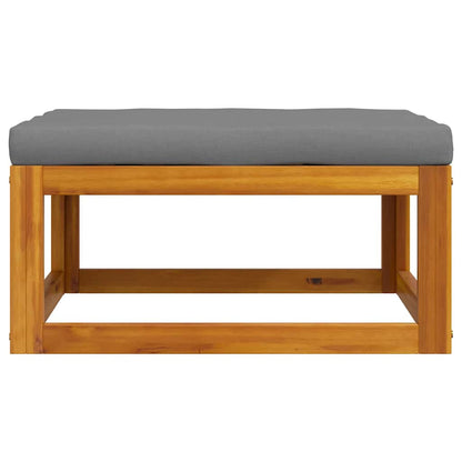 Vidaxl Reposapiés Con Cojín Gris Oscuro Madera Maciza De Acacia_3