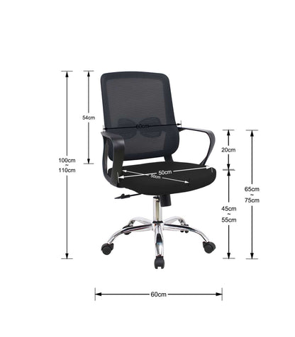 Silla Despacho Giratoria Elevable Acabado Negro, 60m(ancho) 100/110cm(altura) 61cm(fondo)_2