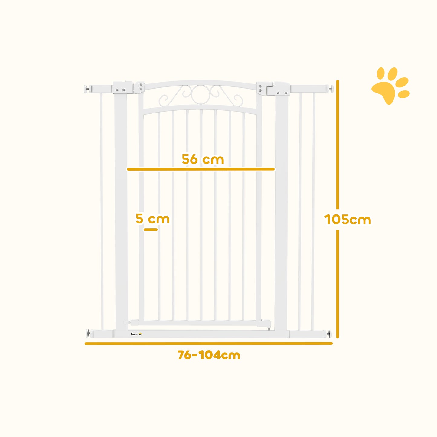 Pawhut Barrera Para Perros Con Ancho Ajustable 76-104 Cm 2 Extensiones Blanco_2