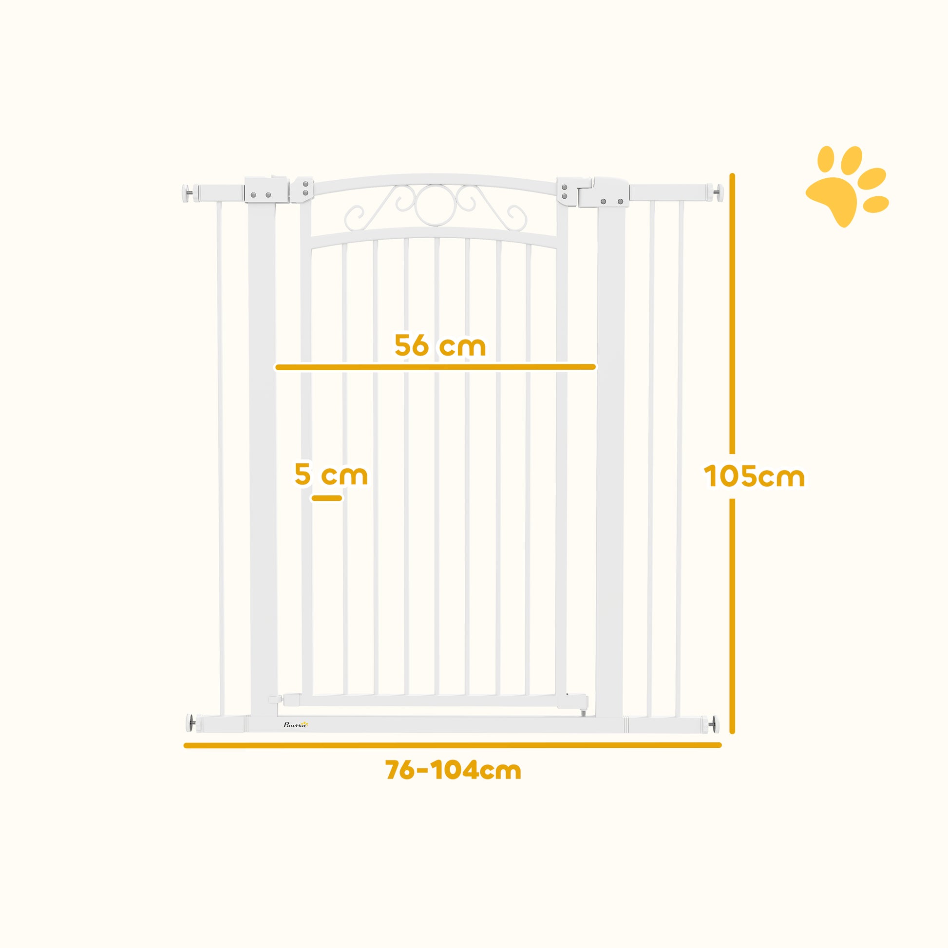 Pawhut Barrera Para Perros Con Ancho Ajustable 76-104 Cm 2 Extensiones Blanco_2