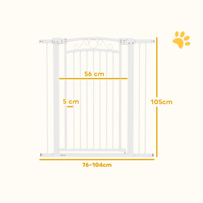 Pawhut Barrera Para Perros Con Ancho Ajustable 76-104 Cm 2 Extensiones Blanco_2