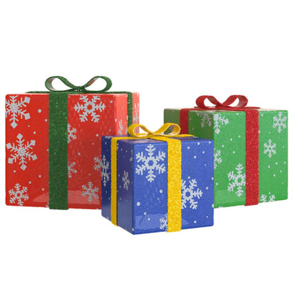 Vidaxl Cajas De Regalo Navidad Iluminadas 3 Uds 64 Leds Blanco Cálido_4