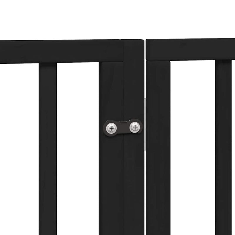 Vidaxl Puerta Para Perros Plegable 6 Paneles Madera Álamo Negra 480 Cm_5