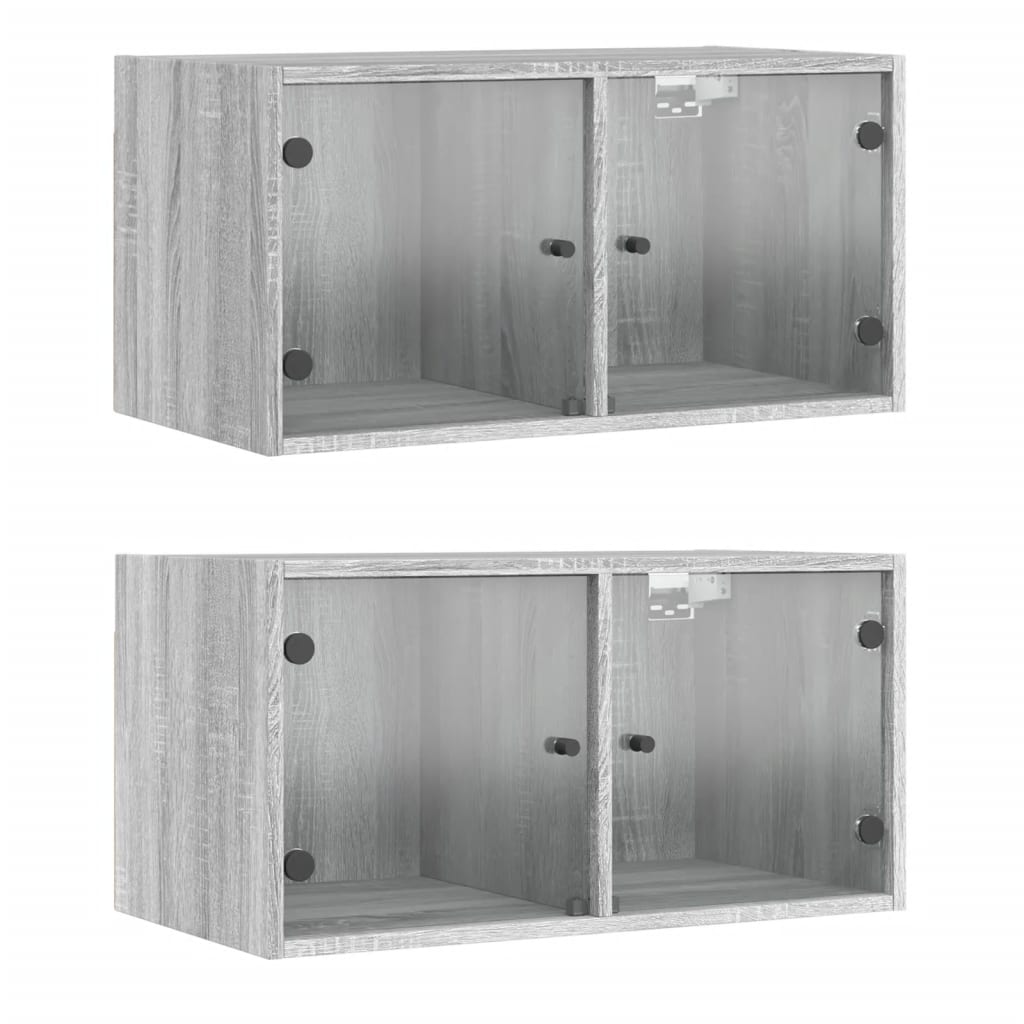 Mueble Pared Puertas De Vidrio 2 Uds Gris Sonoma 68,5x37x35 Cm_1