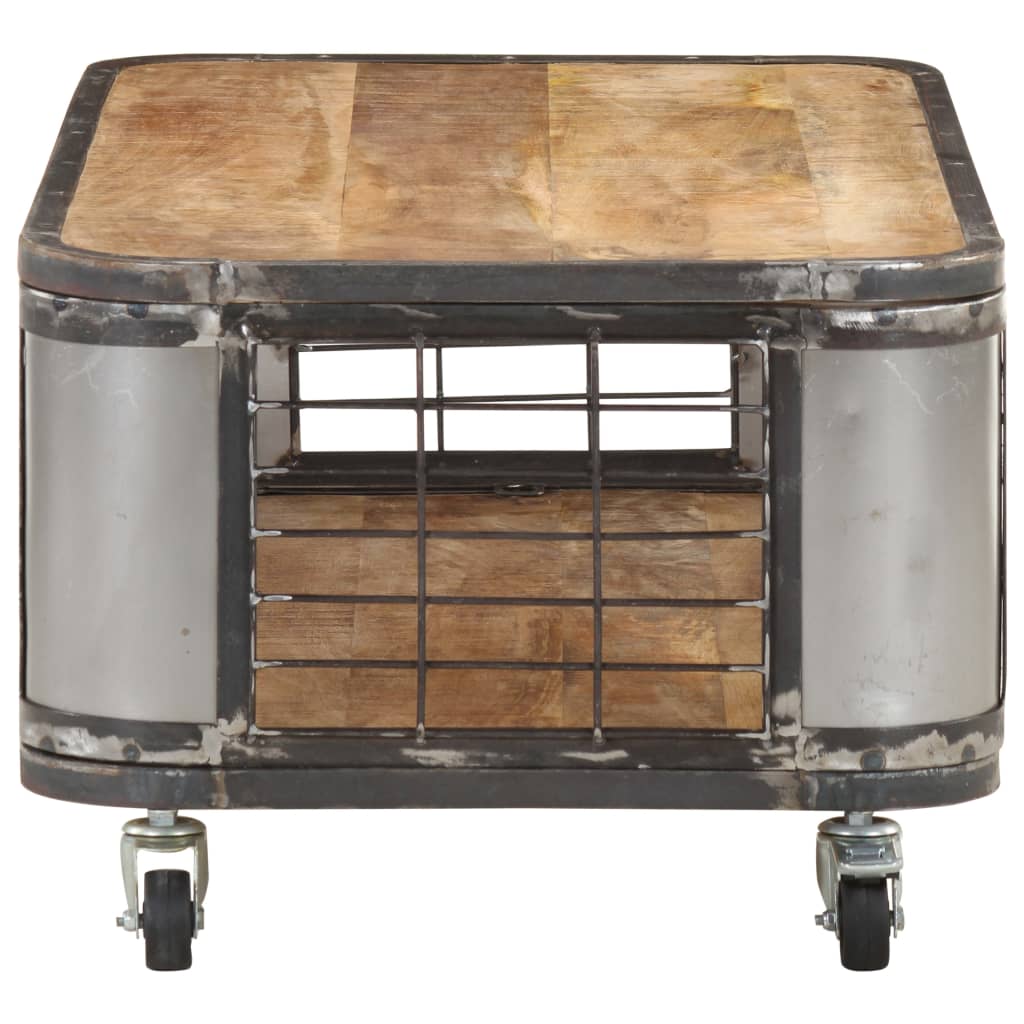 Mesa De Centro Madera Maciza De Mango 100x50x35 Cm_1