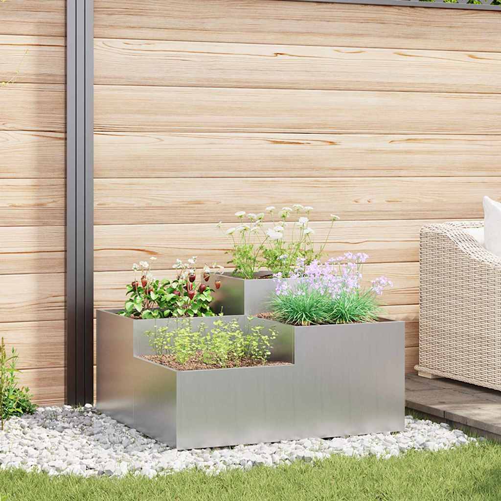Maceta Para Jardín Plateado 80 X 80 X 48 Cm Acero Galvanizado_1