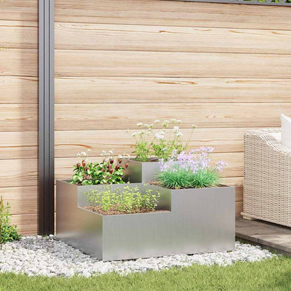 Maceta Para Jardín Plateado 100 X 100 X 48 Cm Acero Galvanizado_1