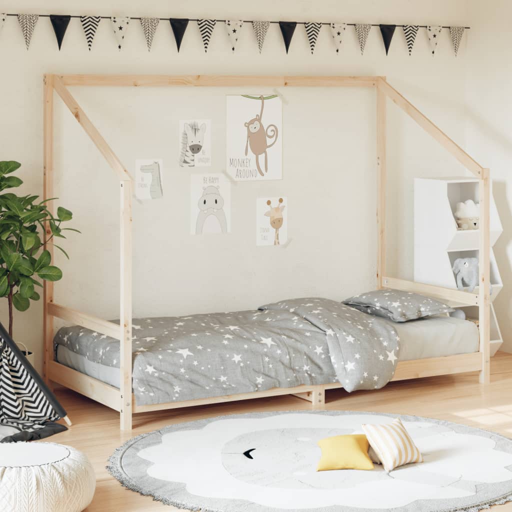 Estructura De Cama Para Niños Madera Maciza De Pino 90x200 Cm / Vetonek_4