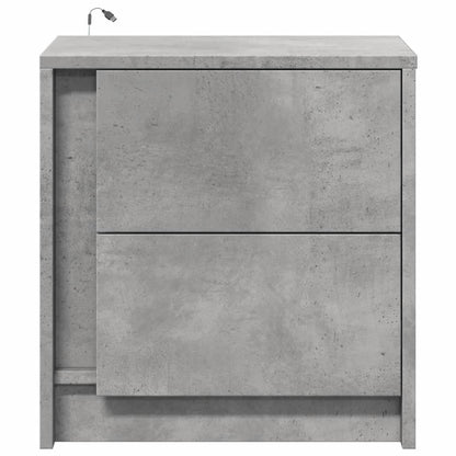 Mesita De Noche Luces Led 2 Uds Madera Ingeniería Gris Hormigón_4