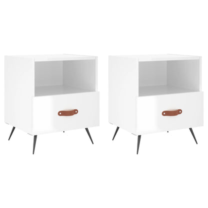 Mesita Noche 2 Uds Madera Ingeniería Blanco Brillo 40x35x47,5cm_0