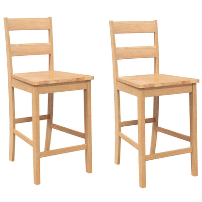 Taburetes De Bar 2 Uds Madera Maciza Natural Caucho_0