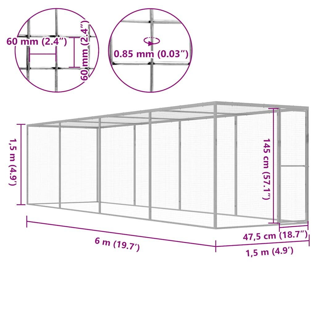 Vidaxl Jaula Para Gatos Acero Galvanizado 6x1,5x1,5 M_4